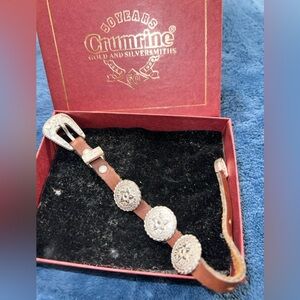 Crumrine Vintage silver concho and leather bracelet